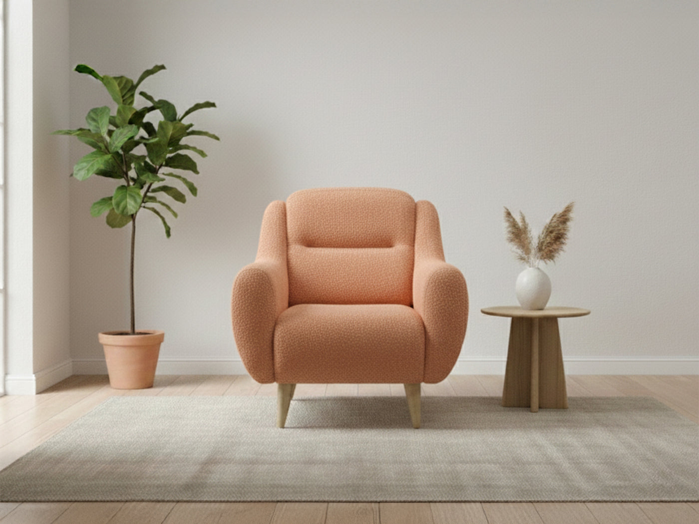 Rolivs Stella Berjer – Bukle Kumaş - Aqua | Modern, Yumuşak Oturum, Dekoratif Tekli Koltuk