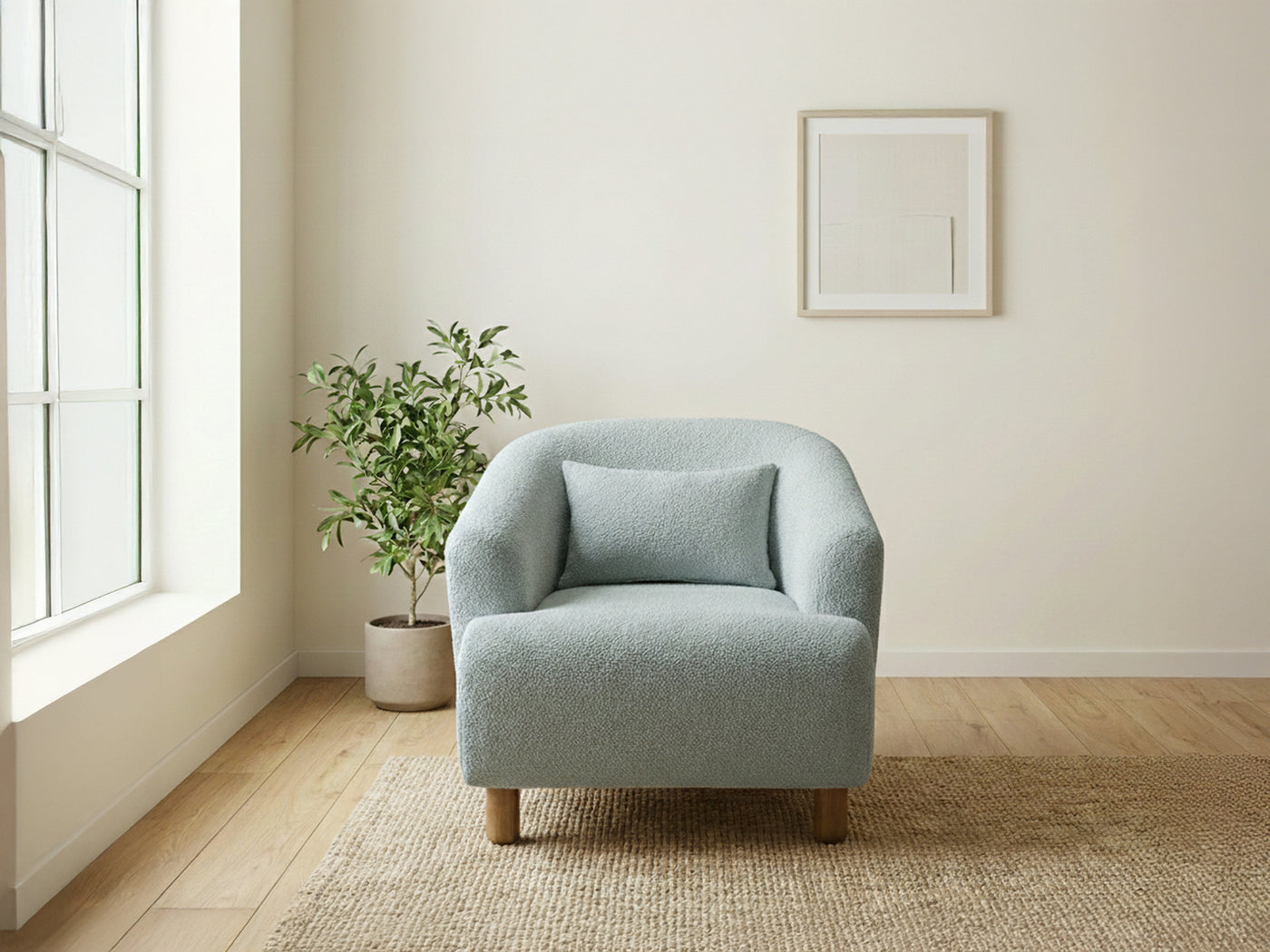 Rolivs Bonita Berjer – Bukle Kumaş – Aqua | Modern, Rahat Oturum, Dekoratif Koltuk