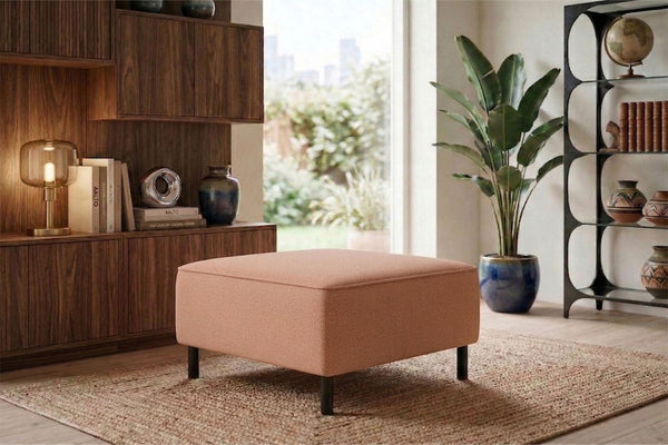 Rolivs Bukle Puf – Tarçın | Modern, Yumuşak Dokulu, Dekoratif Oturma Pufu