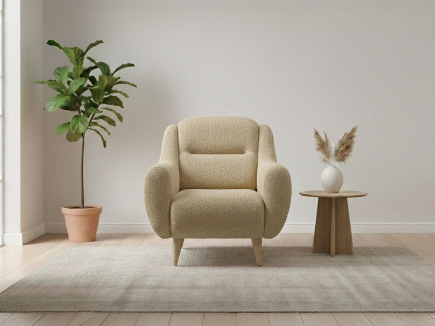 Rolivs Stella Berjer – Bukle Kumaş - Aqua | Modern, Yumuşak Oturum, Dekoratif Tekli Koltuk