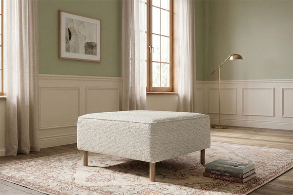 Rolivs Doğal Doku Puf – Zen Beyazı | Minimal, Şık, Dekoratif Oturma Pufu