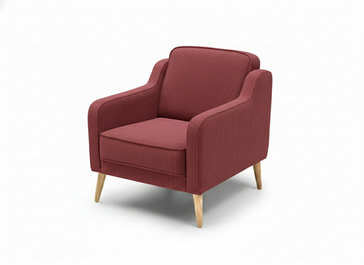Rolivs Mokka Berjer | 80 x 75 cm | Fitilli Kadife - Nar Çiçeği