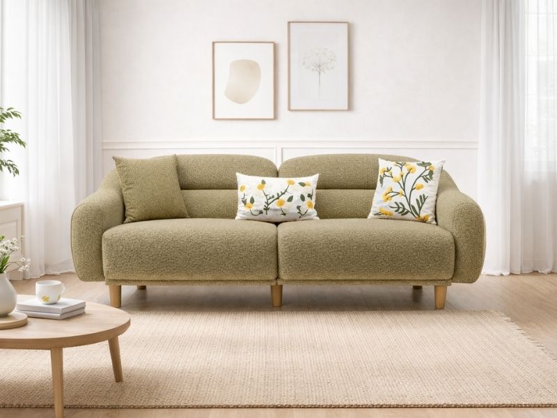 Rolivs Stella Üçlü Koltuk – Bukle – Sahra | Minimal ve Modern Tasarım