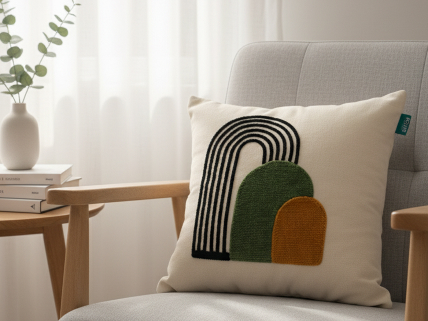 Rolivs Verdek Kırlent 47x47 cm | Modern Geometrik Punch Yastık