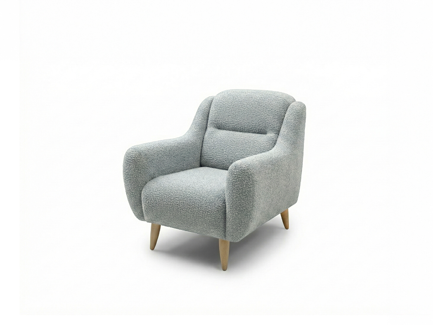 Rolivs Stella Berjer – Bukle Kumaş - Aqua | Modern, Yumuşak Oturum, Dekoratif Tekli Koltuk