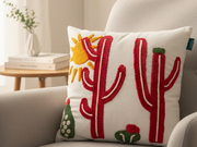 Rolivs Kaktora Kırlent Kılıfı 47x47 cm | Kaktüs İşlemeli Dekoratif Yastık Kılıfı NK1560