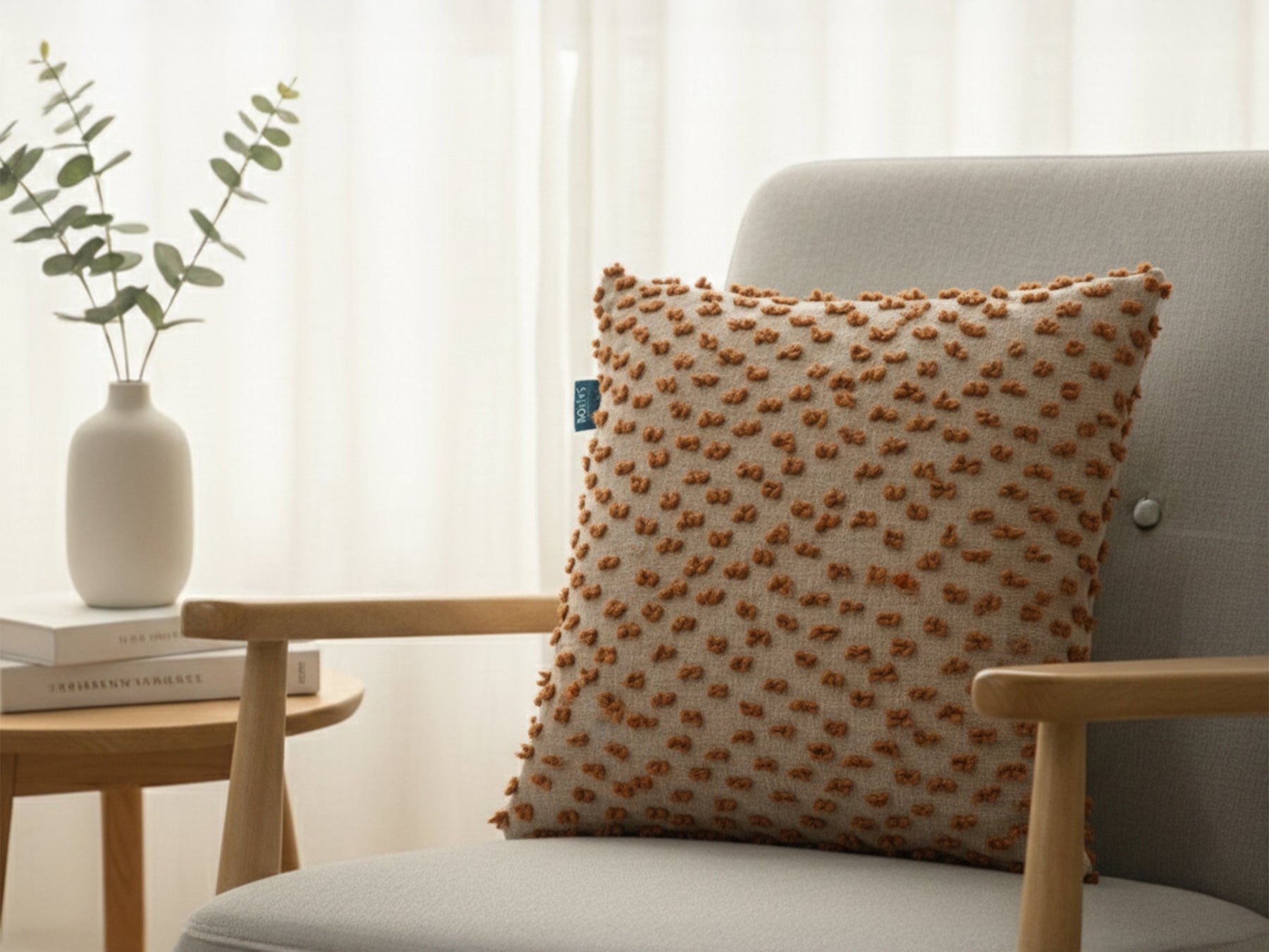 Rolivs Dila Kırlent Kılıfı 47x47 cm | Kabartmalı Dokulu Modern Yastık Kılıfı