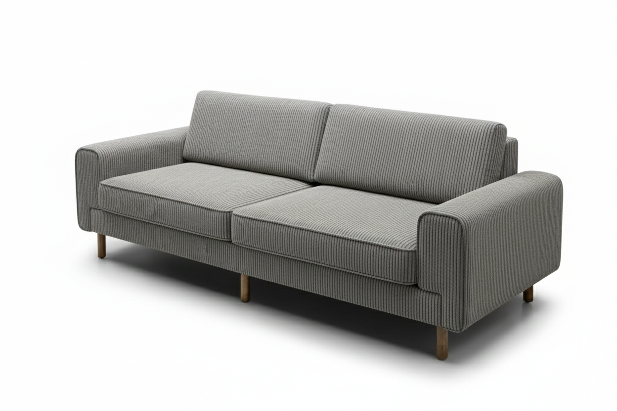 Mokka Üçlü Koltuk - Fitilli Kadife - Toprak Tınısı