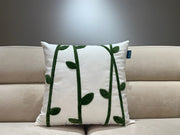 Rolivs Botanical Punch Kırlent 47x47 cm | El İşçiliği Yeşil Dal Desenli Yastık  NK1002