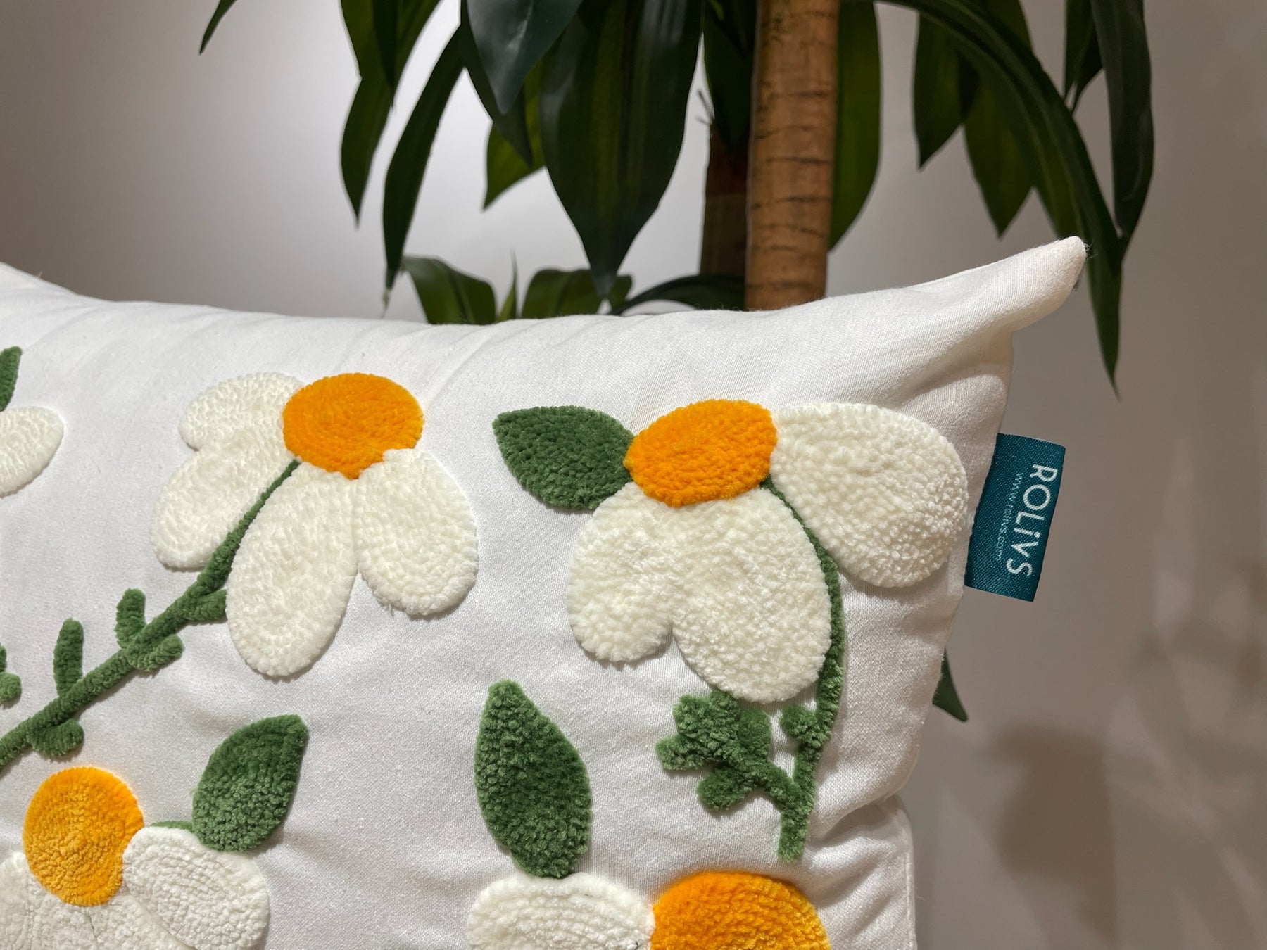 Rolivs Papatya Kırlent 30x50 cm | Çiçek Desenli Yastık