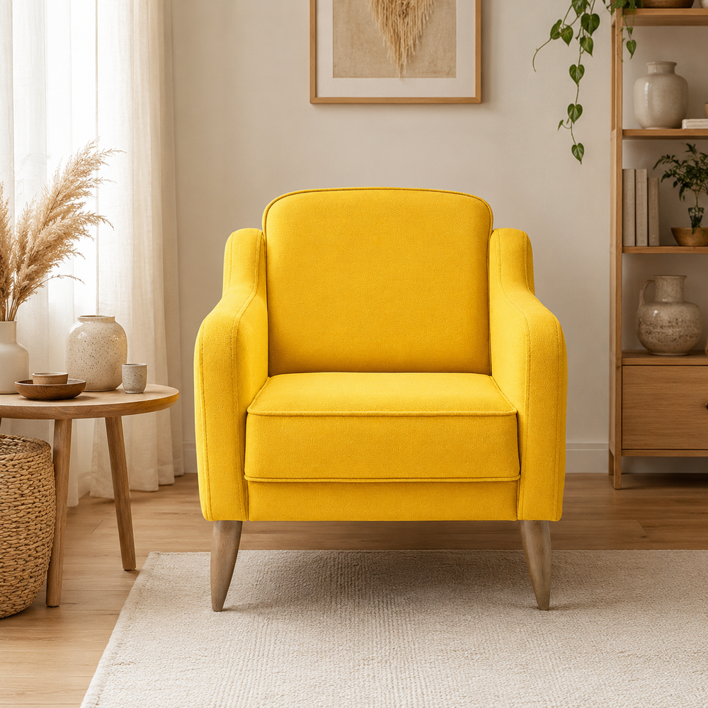Rolivs Mokka Berjer | 80 x 75 cm | Kadife – Zerdeçal