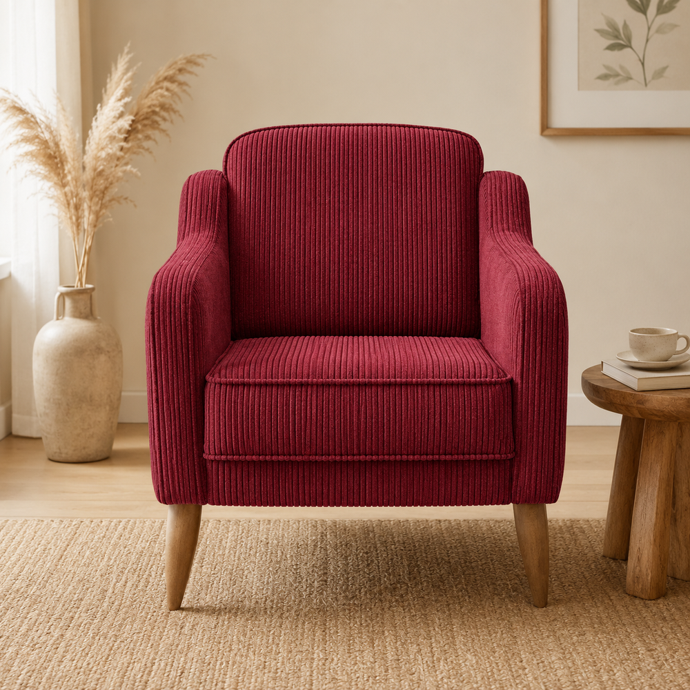 Rolivs Mokka Berjer | 80 x 75 cm | Fitilli Kadife - Nar Çiçeği