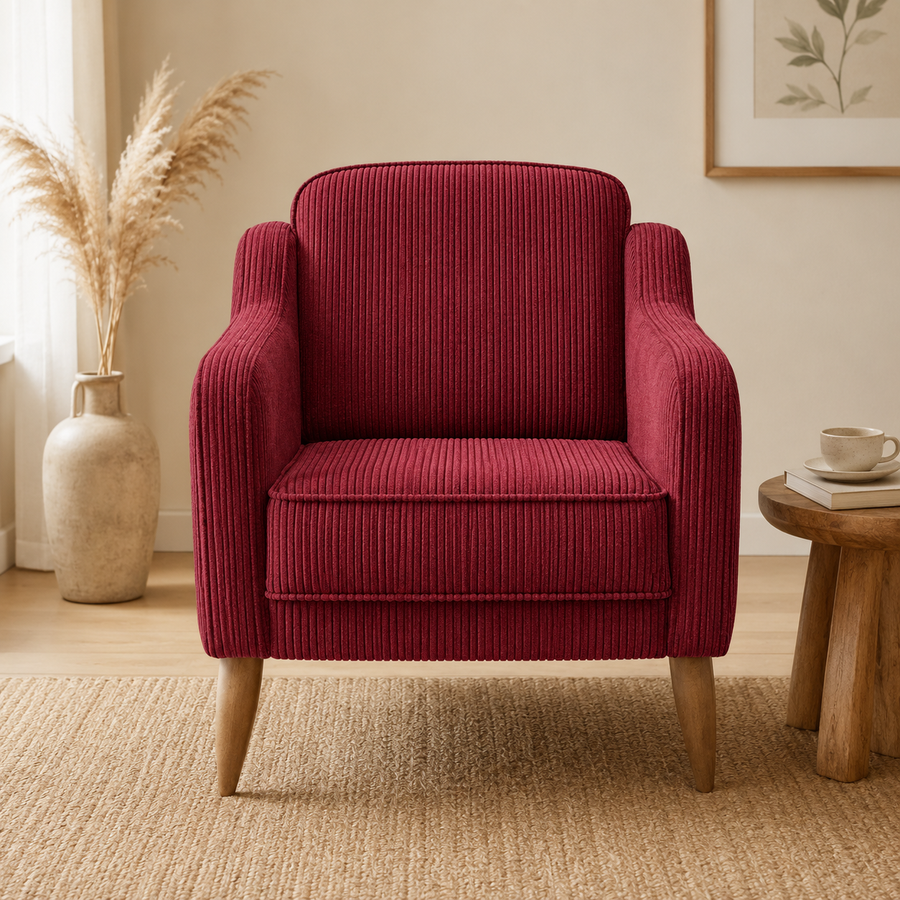 Rolivs Mokka Berjer | 80 x 75 cm | Fitilli Kadife - Nar Çiçeği