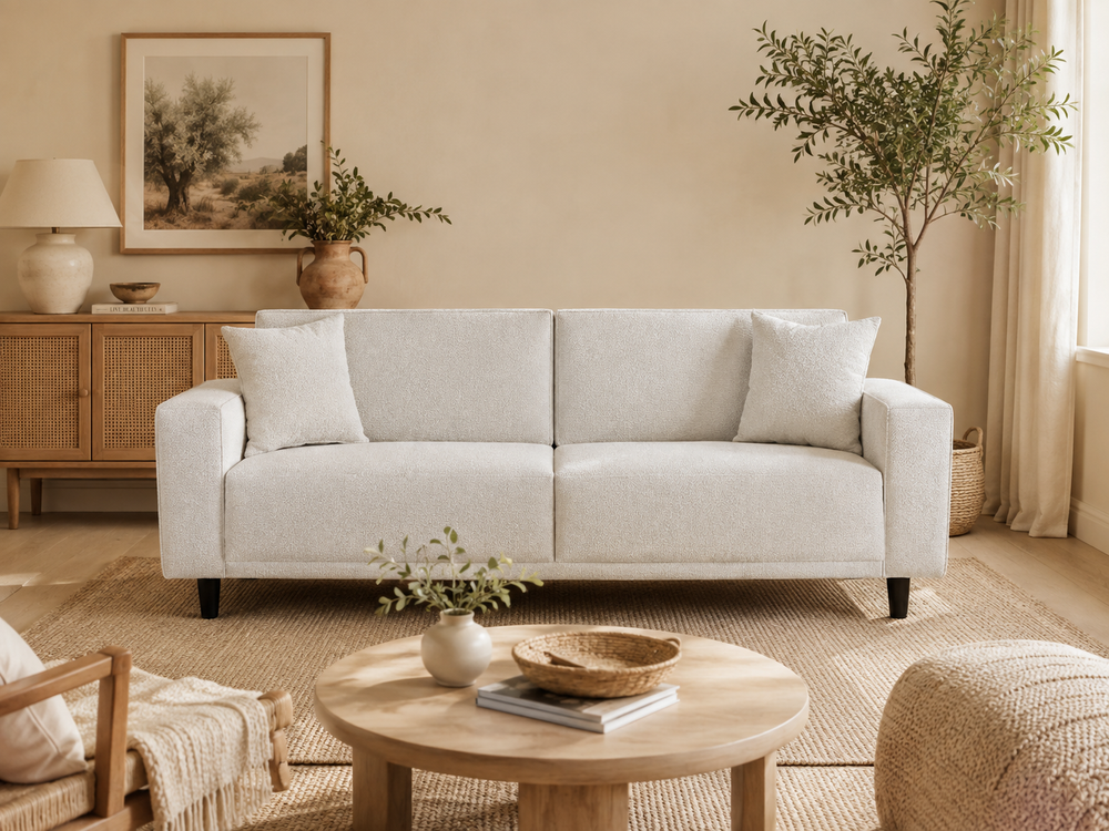 Rivol Modern Üçlü Koltuk | Kolay Silinebilir Kumaş