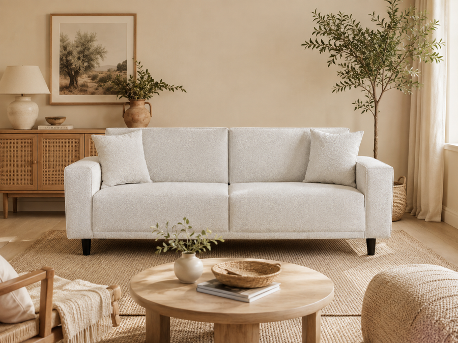 Rivol Modern Üçlü Koltuk | Kolay Silinebilir Kumaş