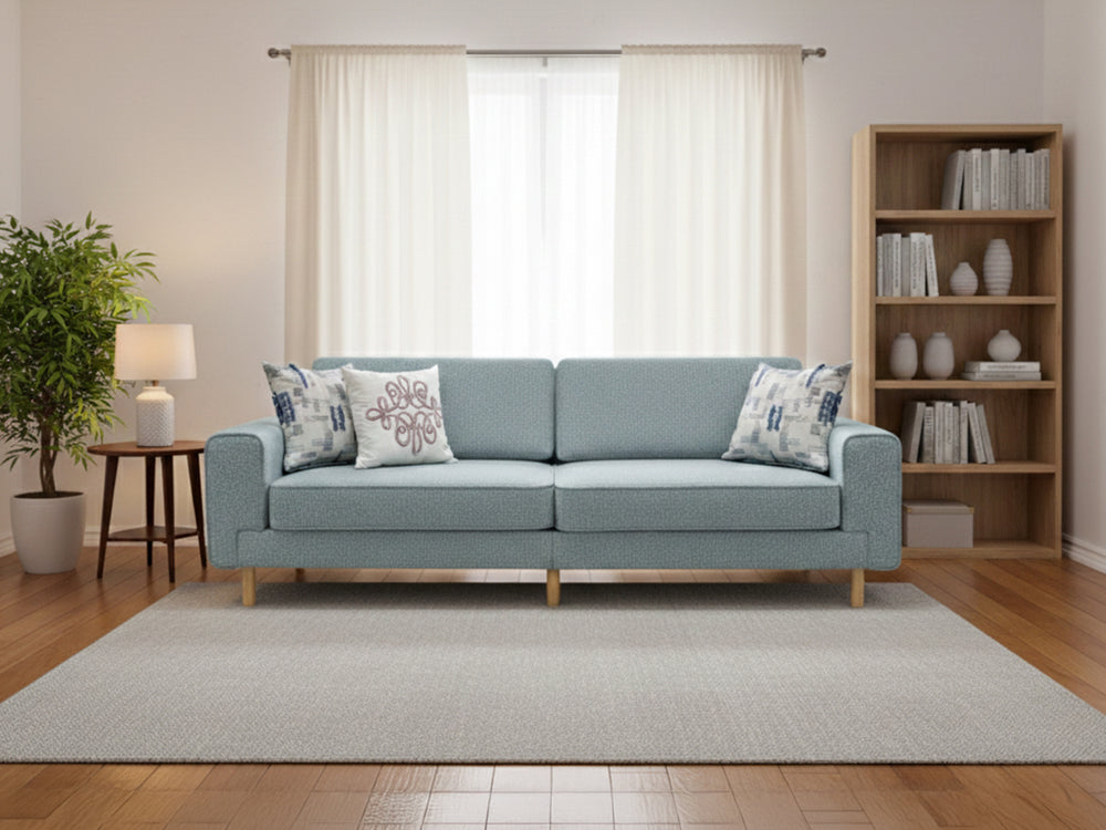 Rolivs Mokka Üçlü Koltuk |220 x 90 cm |  Bukle Kumaş - Aqua | Yumuşak Doku, Geniş Oturum