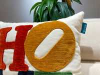 Homiya- HOME Yazılı Renkli Panç Kırlent (NK 2671) 47x47cm