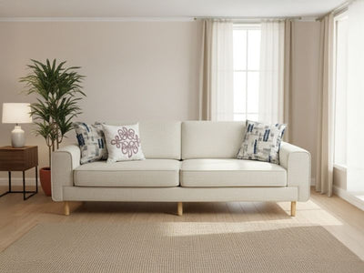 Mokka Üçlü Koltuk - Doğal Doku - Zen Beyazı