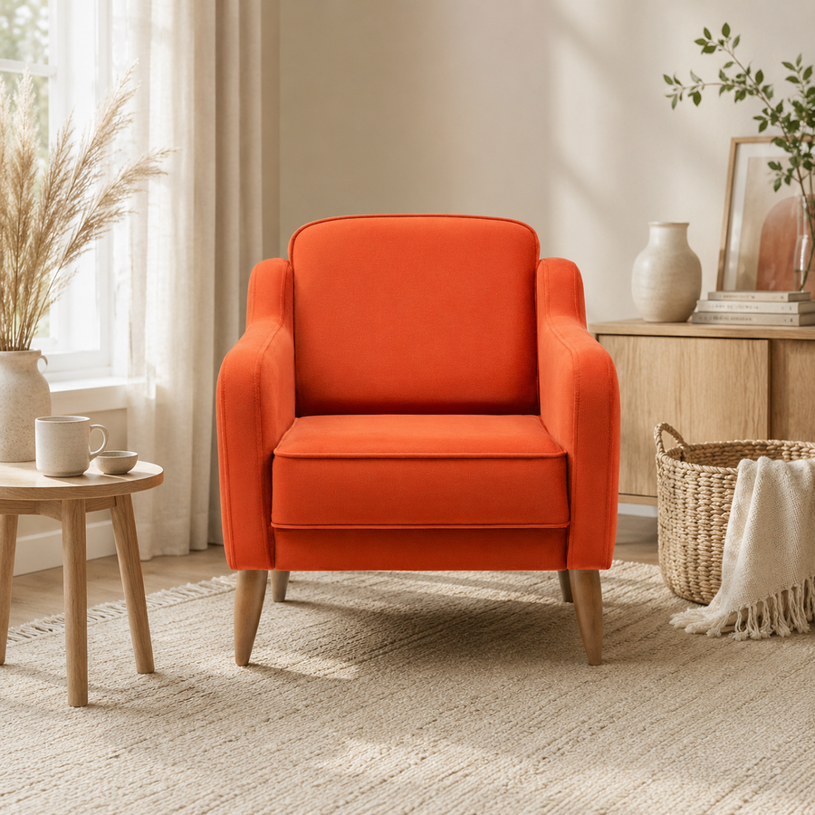 Rolivs Mokka Berjer | 80 x 75 cm | Kadife - Ateş Taşı