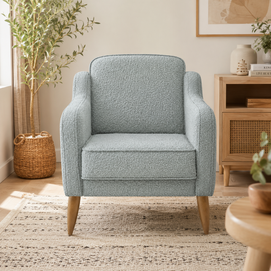 Rolivs Mokka Berjer | 80 x 75 cm | Bukle Kumaş - Aqua
