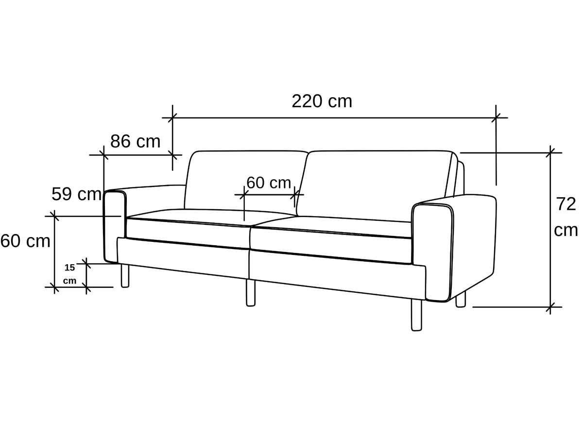 Mokka Üçlü Koltuk - Kadife - Bazalt Yeşili Boyutlar