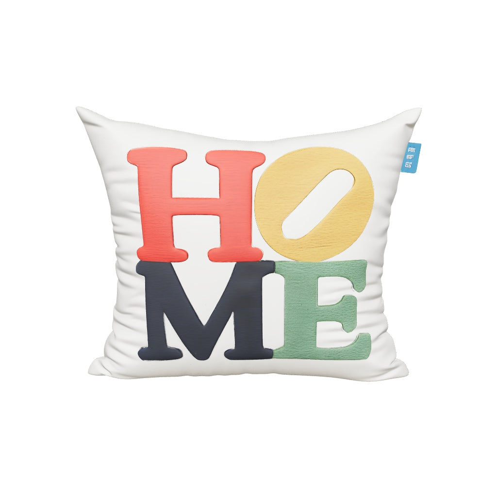 Homiya- Home Yazılı Renkli Punch Kırlent Kılıfı (NK 2671) 47x47cm