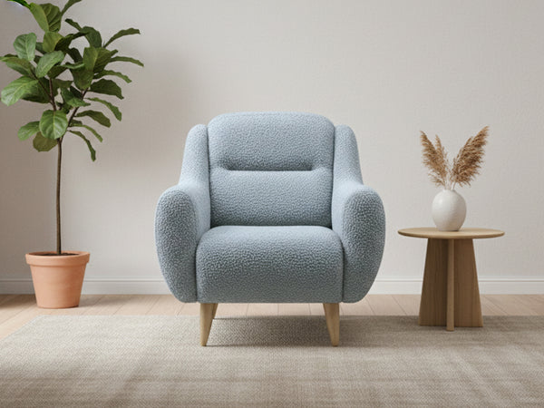 Rolivs Stella Berjer – Bukle Kumaş - Aqua | Modern, Yumuşak Oturum, Dekoratif Tekli Koltuk